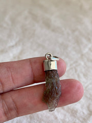 Moldavite pendant with leather necklace