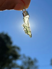 Moldavite pendant with leather necklace